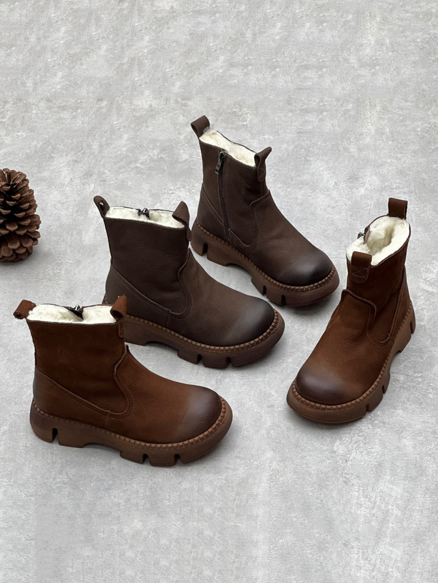 Barbi™ – Leren enkellaarzen met fleecevoering