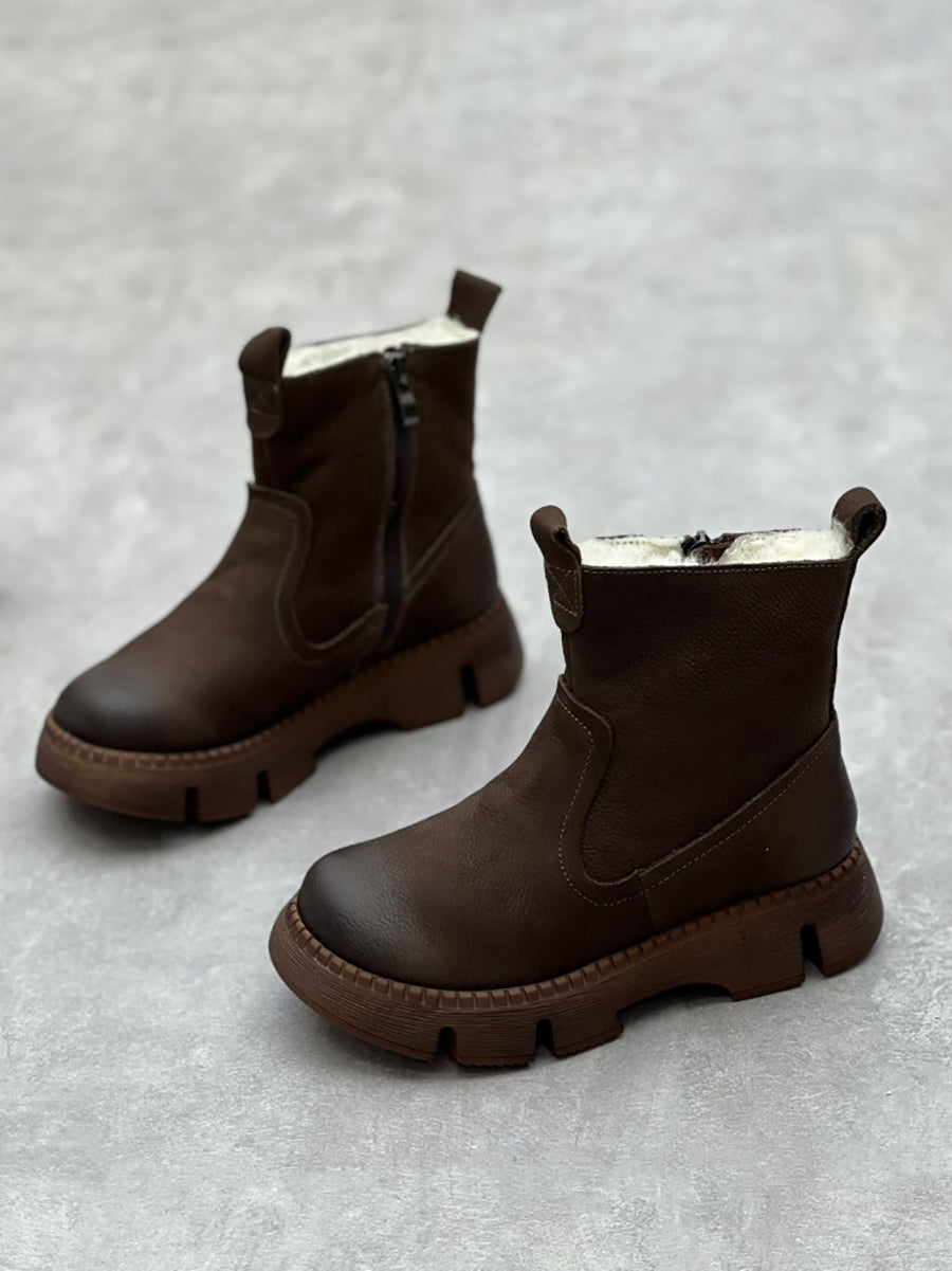 Barbi™ – Leren enkellaarzen met fleecevoering