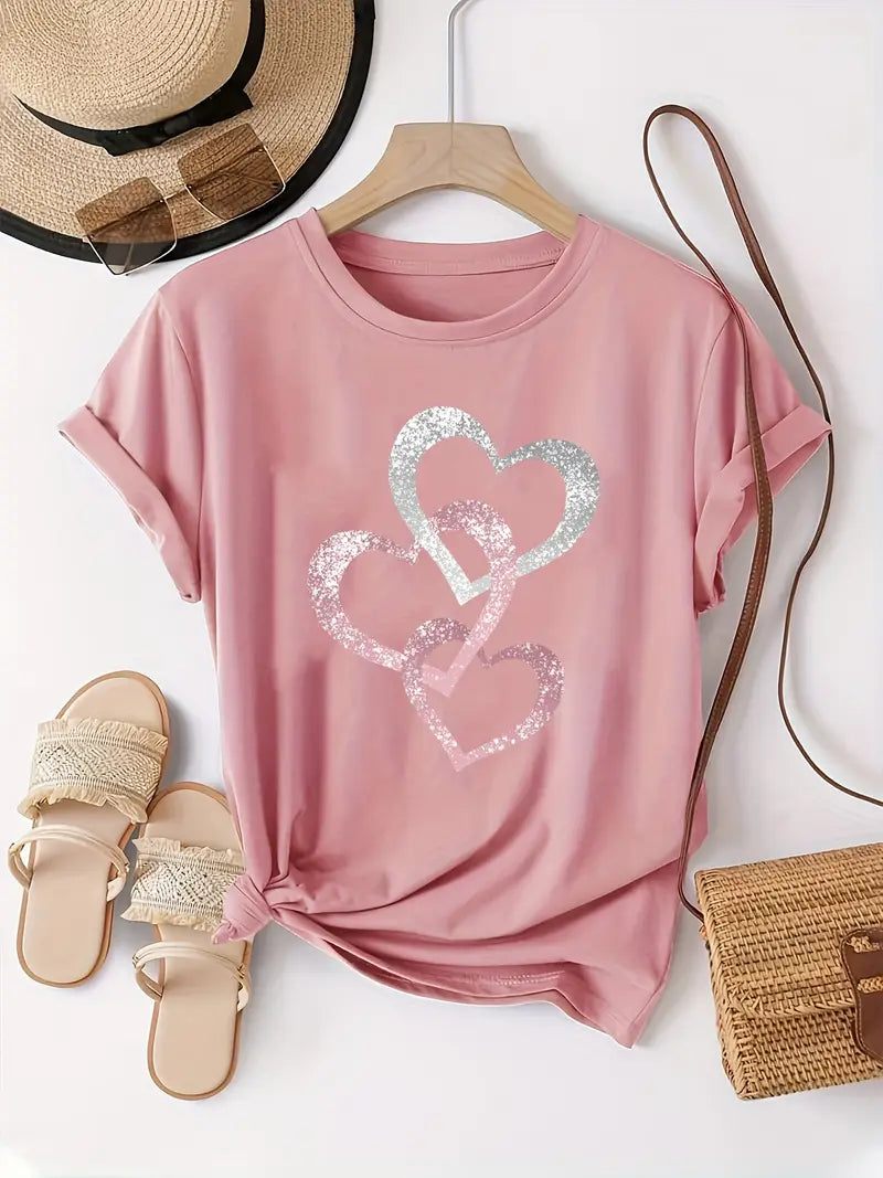 T-shirt met sprankelend hart | Samen tegen borstkanker