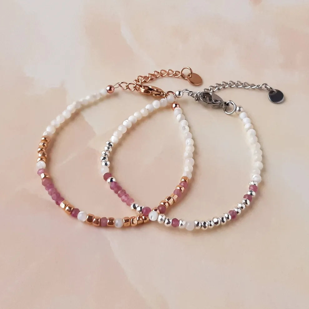 Fijn Armbandenset met Kralen | Samen tegen Borstkanker