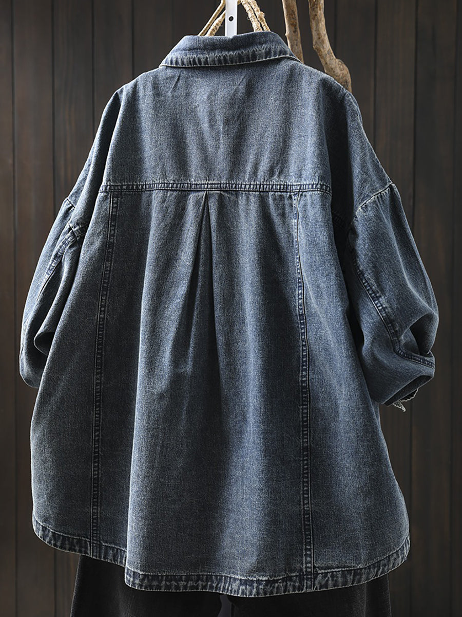 Cerse™ – Vintage denim jack met kraag