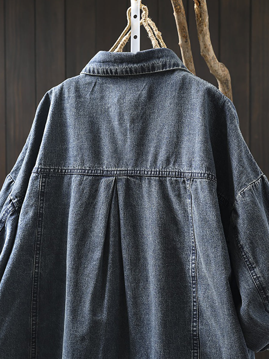 Cerse™ – Vintage denim jack met kraag