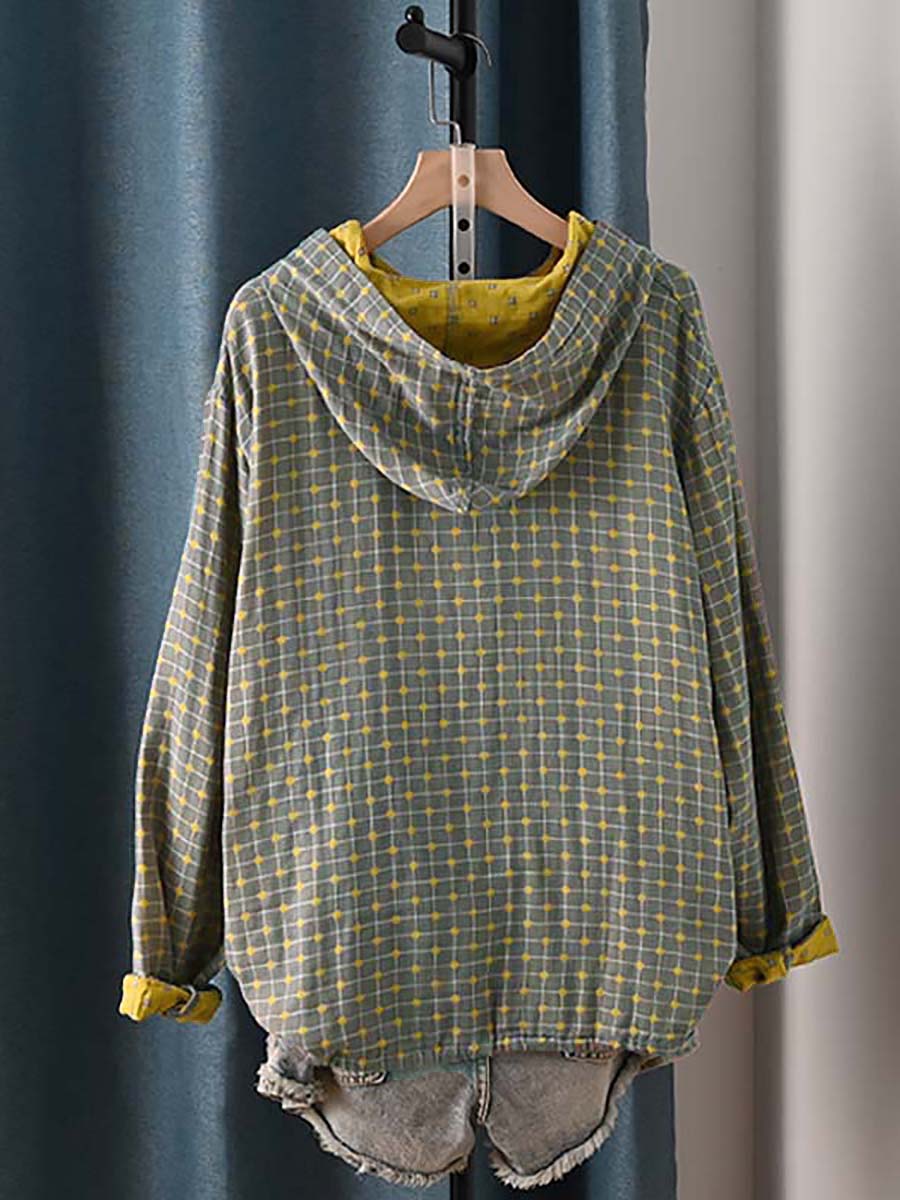 Briana™ – Vintage geruit overhemd met capuchon