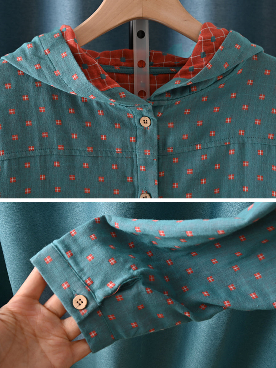 Briana™ – Vintage geruit overhemd met capuchon