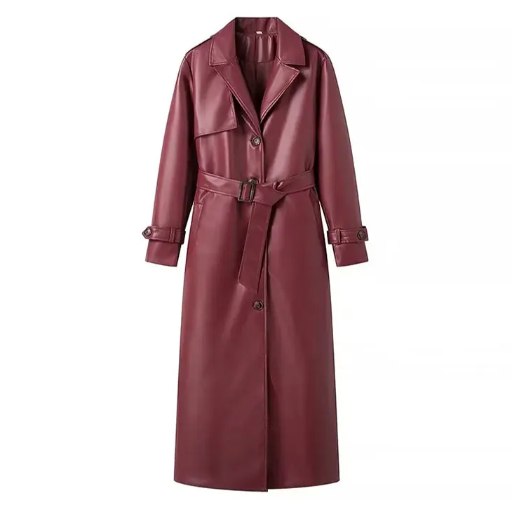 Catriona™ - Leren trenchcoat met riem