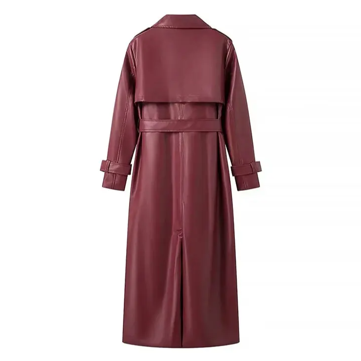 Catriona™ - Leren trenchcoat met riem