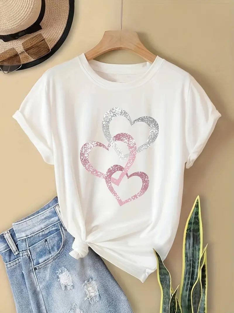 T-shirt met sprankelend hart | Samen tegen borstkanker