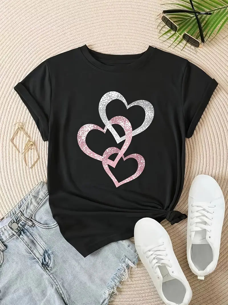 T-shirt met sprankelend hart | Samen tegen borstkanker