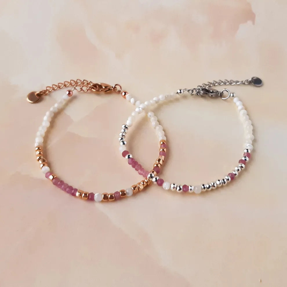 Fijn Armbandenset met Kralen | Samen tegen Borstkanker