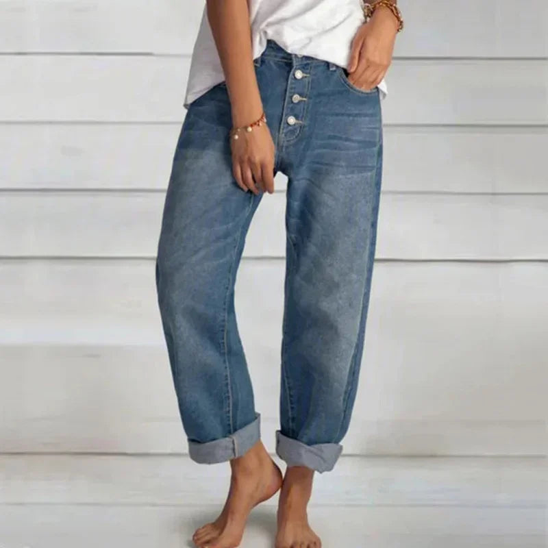 Wrona™ – Stijlvolle Loose Fit Jeans met Hoge Taille