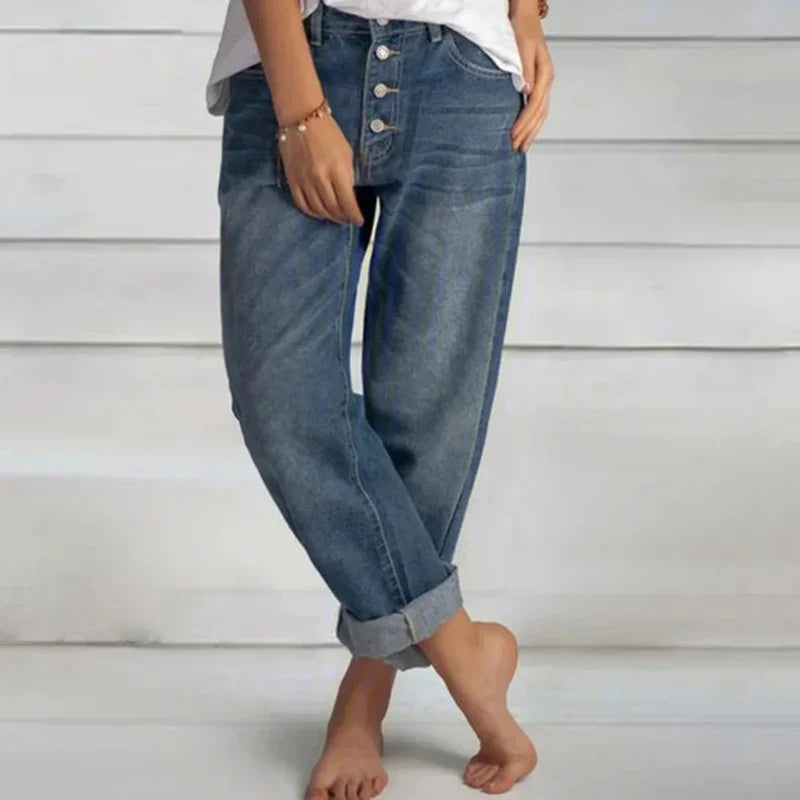 Wrona™ – Stijlvolle Loose Fit Jeans met Hoge Taille