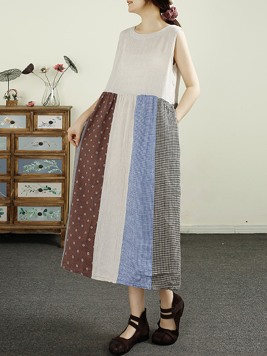 Elyse™ – Geruite linnen jurk