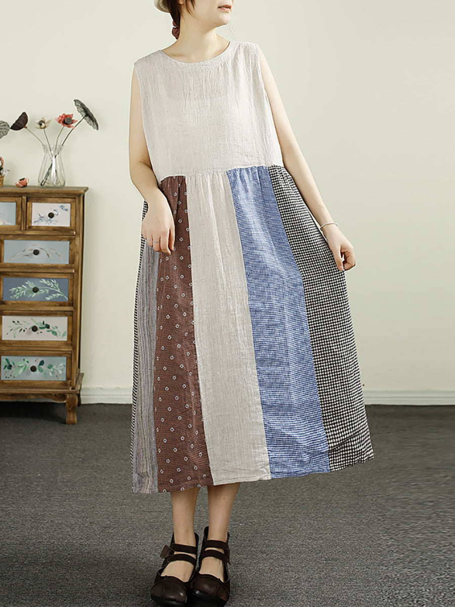 Elyse™ – Geruite linnen jurk