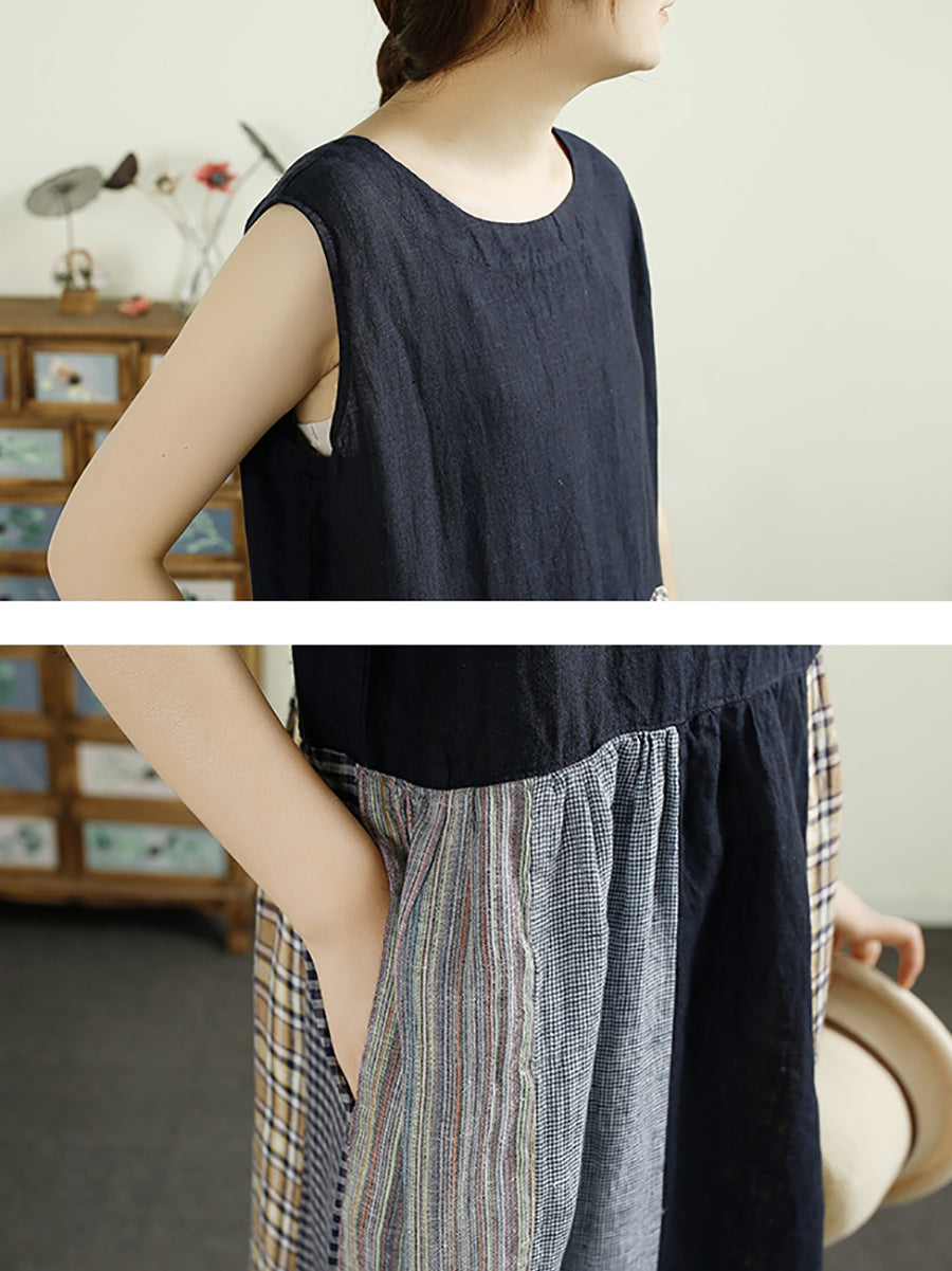 Elyse™ – Geruite linnen jurk