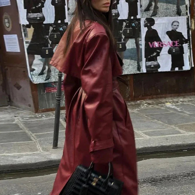 Catriona™ - Leren trenchcoat met riem