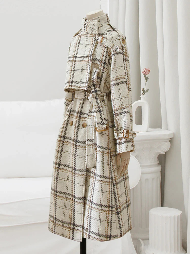 Lilly™ - Geruite wintertrenchcoat