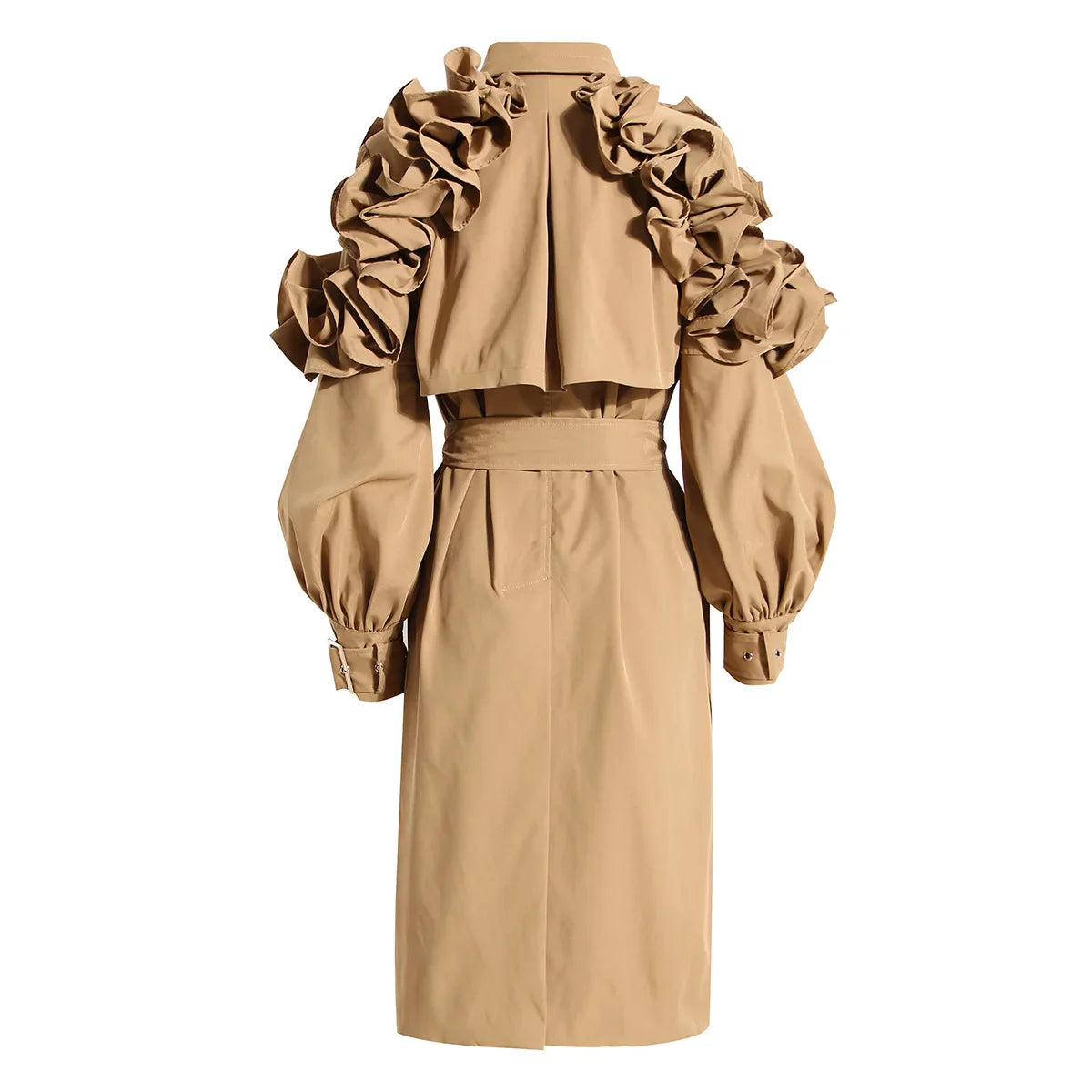 Evana™ - Stijlvolle trenchcoat met ruchesmouwen