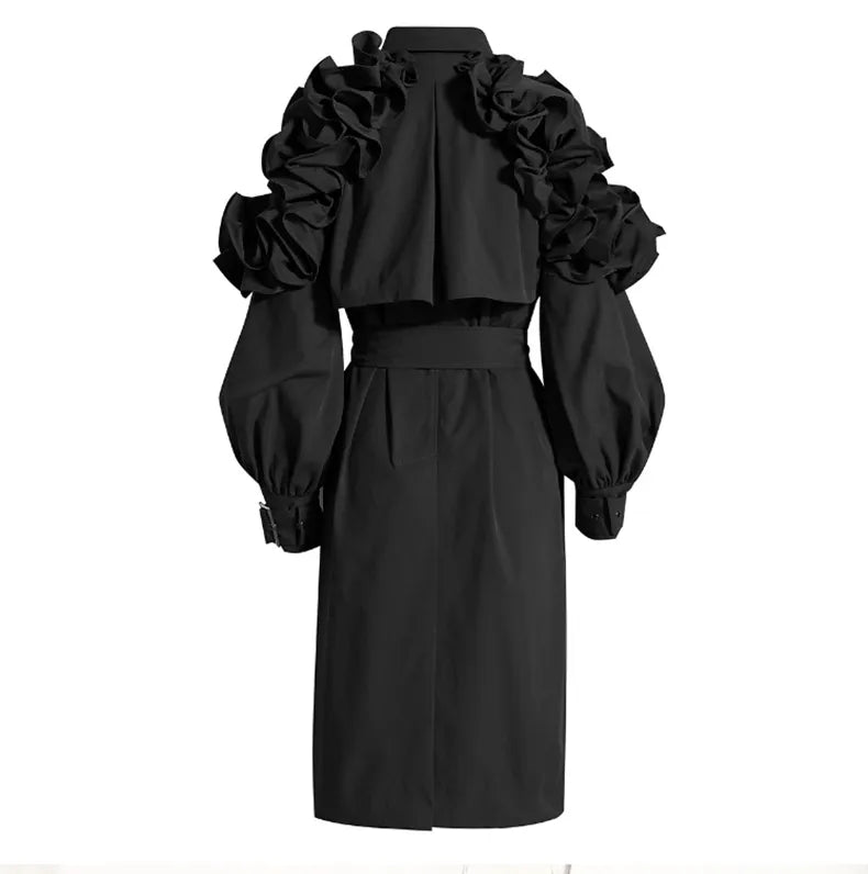 Evana™ - Stijlvolle trenchcoat met ruchesmouwen