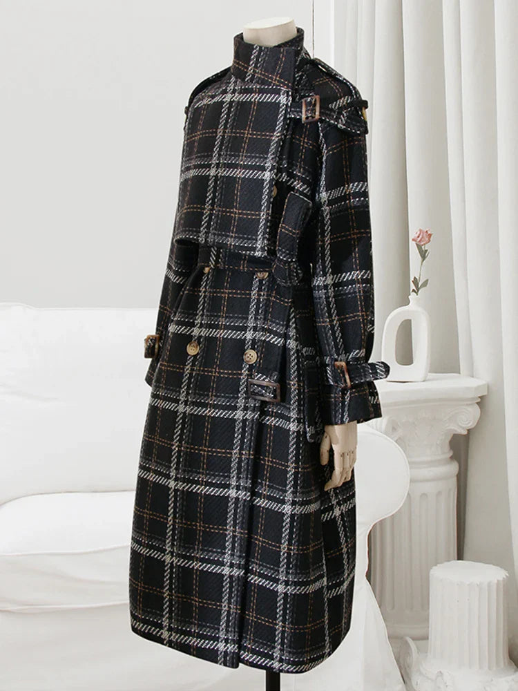 Lilly™ - Geruite wintertrenchcoat