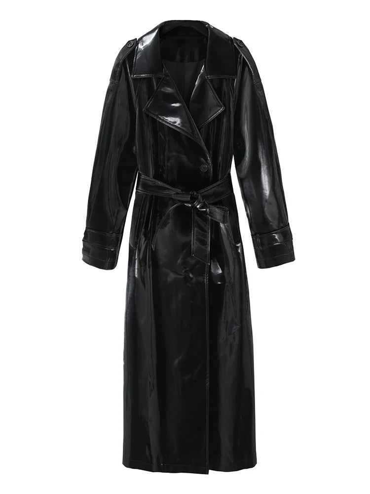 Yuri™ – Reflecterende Lakleren Trenchcoat