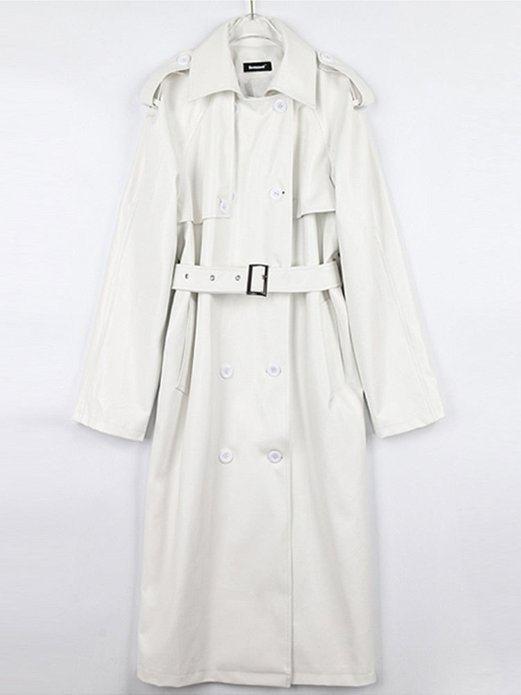 Elvida™ - Oversized leren trenchcoat