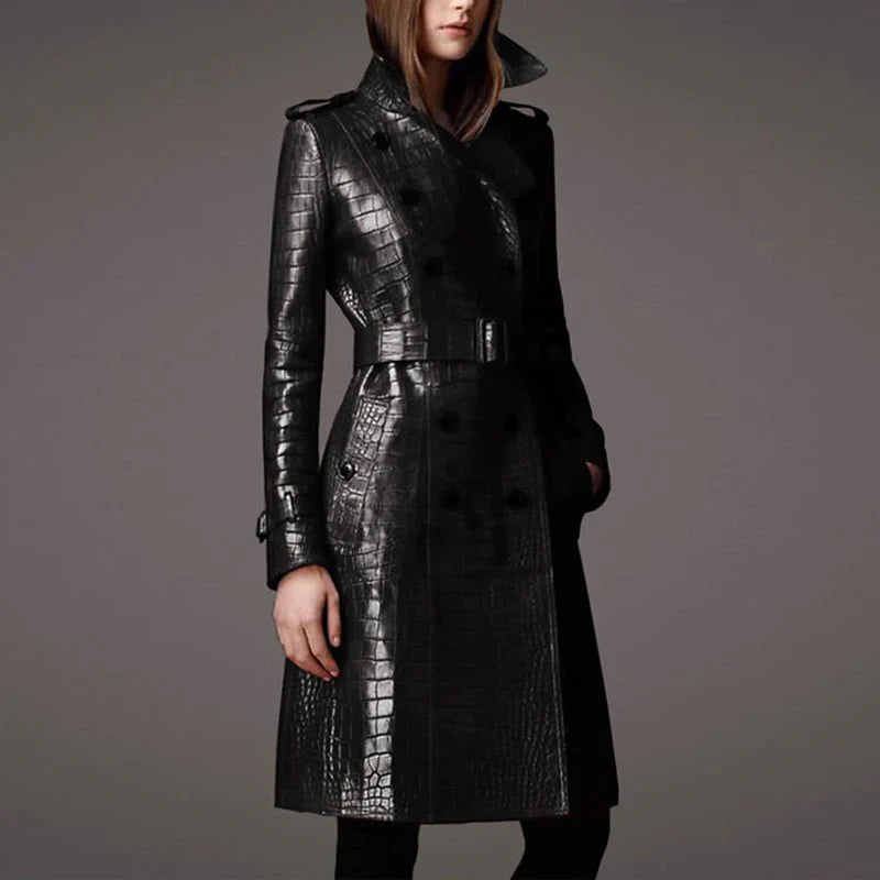 Miguela™ - Elegante leren trenchcoat
