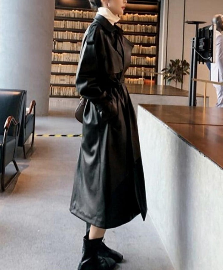 Ciara™ - Stijlvolle leren wintertrenchcoat