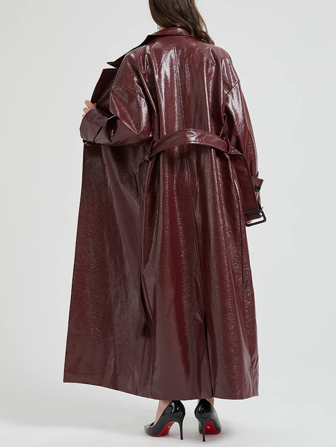 Clemance™ – Lange Leren Trenchcoat