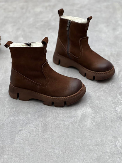 Barbi™ – Leren enkellaarzen met fleecevoering