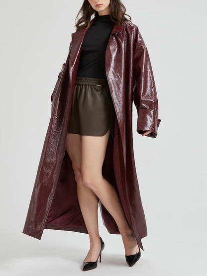 Clemance™ – Lange Leren Trenchcoat