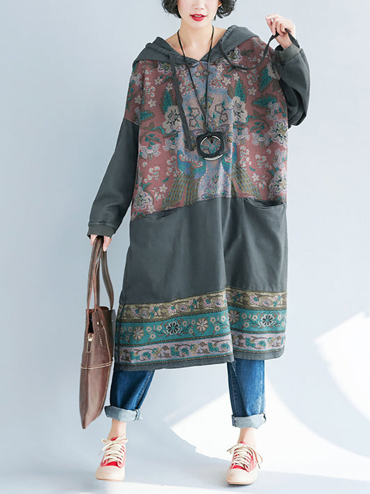 Debra™ – Lange jurk met capuchon en inzetdetails