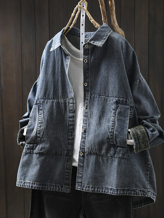 Cerse™ – Vintage denim jack met kraag