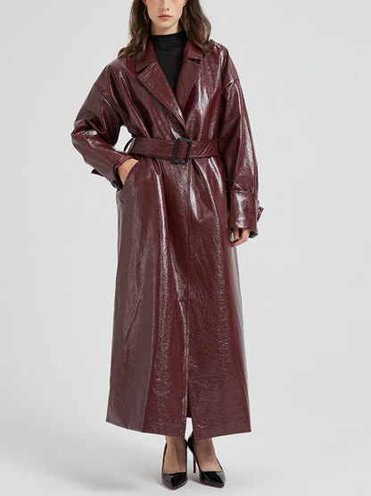 Clemance™ – Lange Leren Trenchcoat