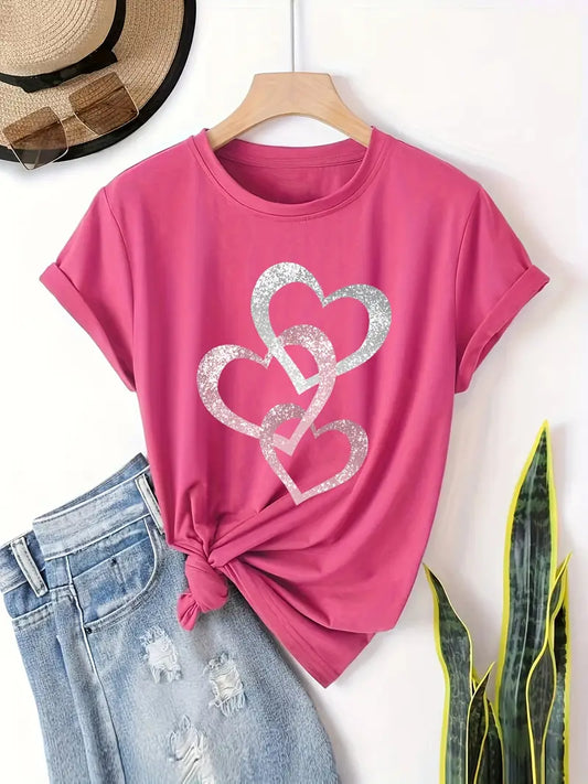 T-shirt met sprankelend hart | Samen tegen borstkanker