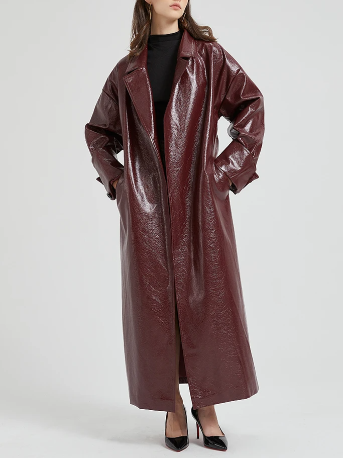 Clemance™ – Lange Leren Trenchcoat