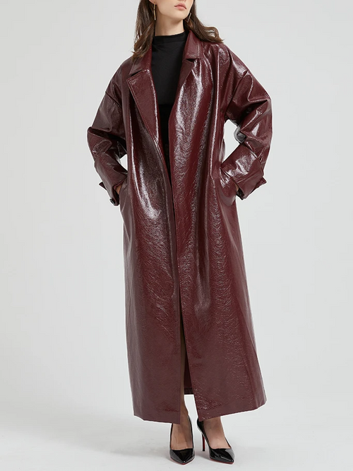 Clemance™ – Lange Leren Trenchcoat