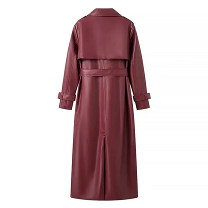 Catriona™ - Leren trenchcoat met riem