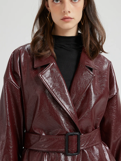 Clemance™ – Lange Leren Trenchcoat