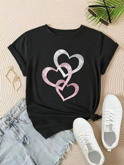 T-shirt met sprankelend hart | Samen tegen borstkanker