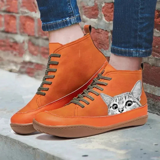 Sabine™ - Vrijetijdslaarzen met Kattenmotief