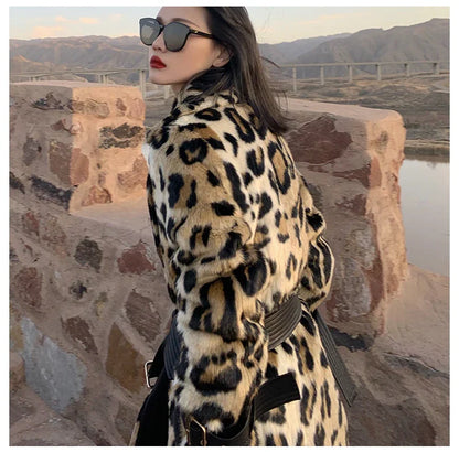 Belle™ - Zachte luipaardprint trenchcoat