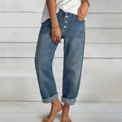 Wrona™ – Stijlvolle Loose Fit Jeans met Hoge Taille