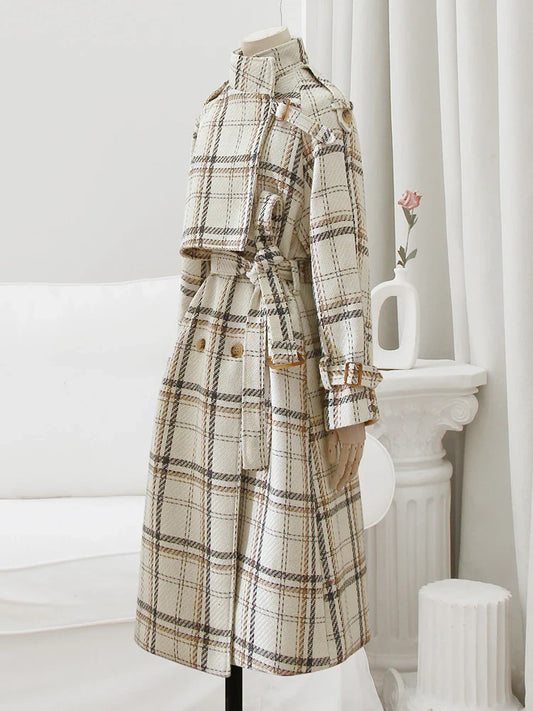 Lilly™ - Geruite wintertrenchcoat