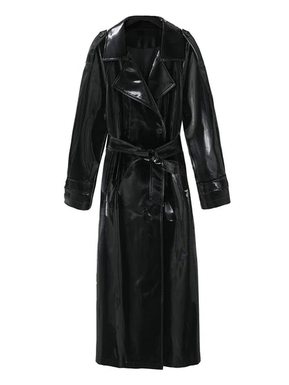 Yuri™ – Reflecterende Lakleren Trenchcoat