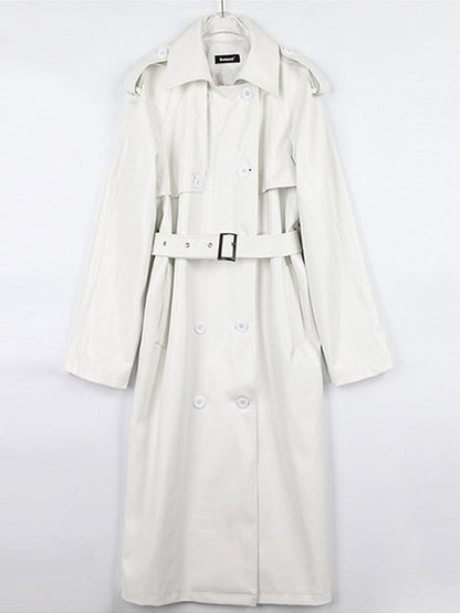 Elvida™ - Oversized leren trenchcoat