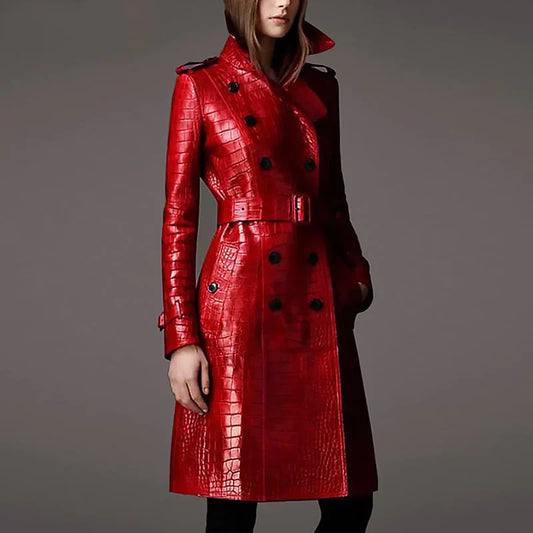 Miguela™ - Elegante leren trenchcoat