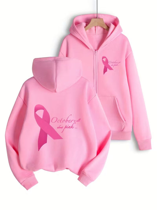 Bewustwording Rits Hoodie | Samen tegen Borstkanker