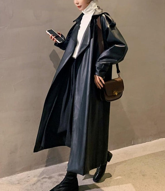 Ciara™ - Stijlvolle leren wintertrenchcoat